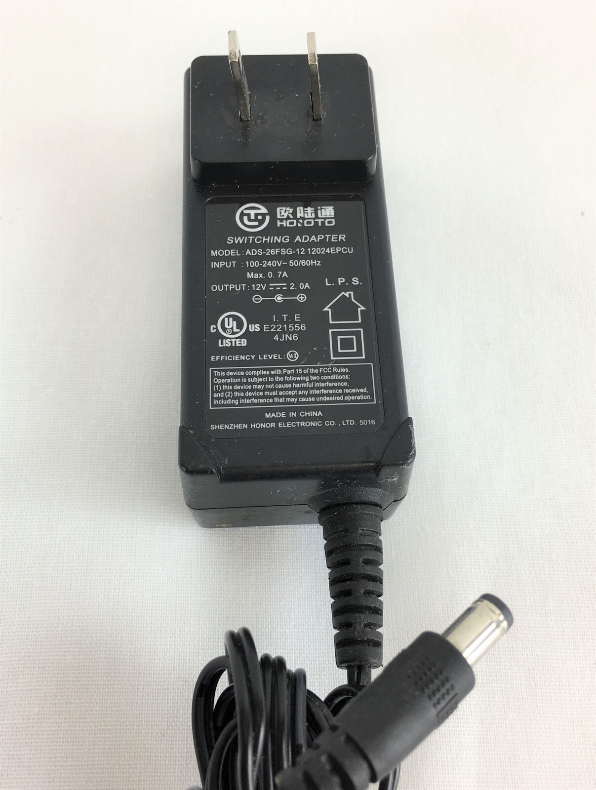 NEW 12V 2.0A Switching Adapter HOIOTO ADS-26FSG-12 12024EPCU Power Supply Power Supply Charger - Click Image to Close